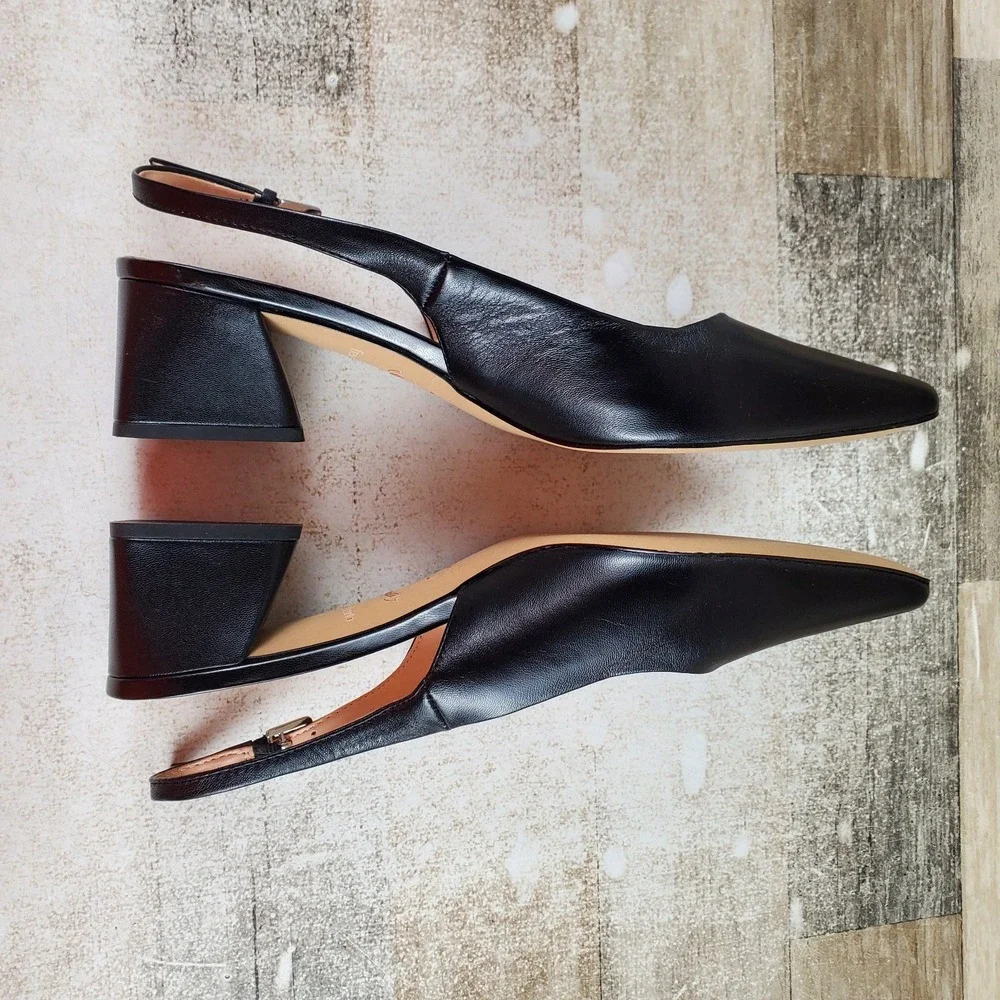 Franco Sarto Jacer Womens Pump Sz 11 M Black Leather Slingback Pointed Toe Block